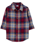 Carter's Kid Boy Red Plaid Casual Front Button Shirt