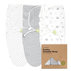 Keababies 3-Pack Soothe Swaddle Wraps - Nordic (grey prints)
