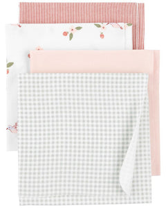 Cobertores de recepção de 4 unidades da Carter's - Rosa Branco