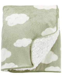 Carter's 1pc Plush Blanket - Green Cloudy