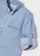 Mayoral Toddler Boy Denim Washed Front Button Long Sleeve Shirt