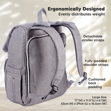 Cargar imagen en el visor de la galería, KeaBabies Explorer Diaper Backpack - Classic Gray

