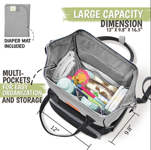 KeaBabies Original Diaper Backpack - Graphite