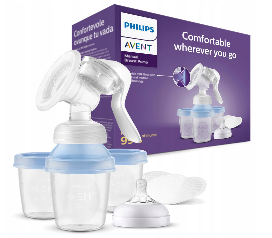 Bomba tira-leite manual Philips AVENT com copos de armazenamento - Natural 
