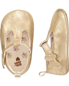 OshKosh Baby Girls Gold Butterfly Crib Shoes