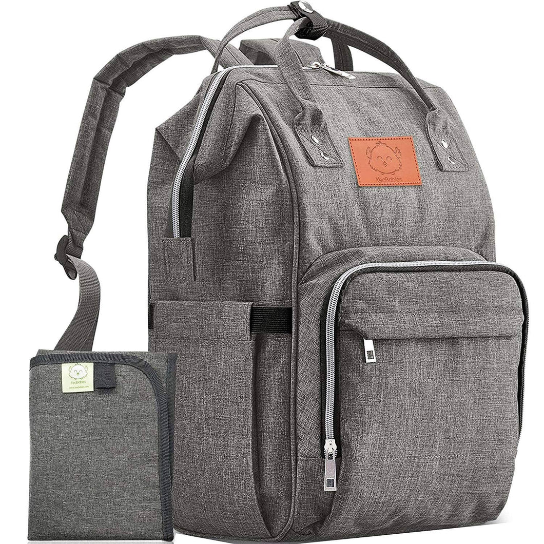 KeaBabies Original Diaper Backpack - Classic Gray