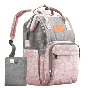 KeaBabies Original Diaper Backpack - Pink/Gray