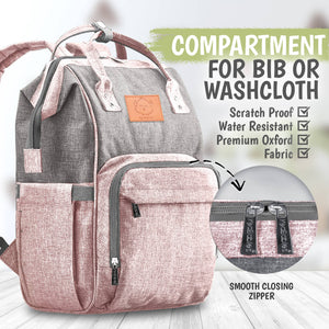 KeaBabies Original Diaper Backpack - Pink/Gray