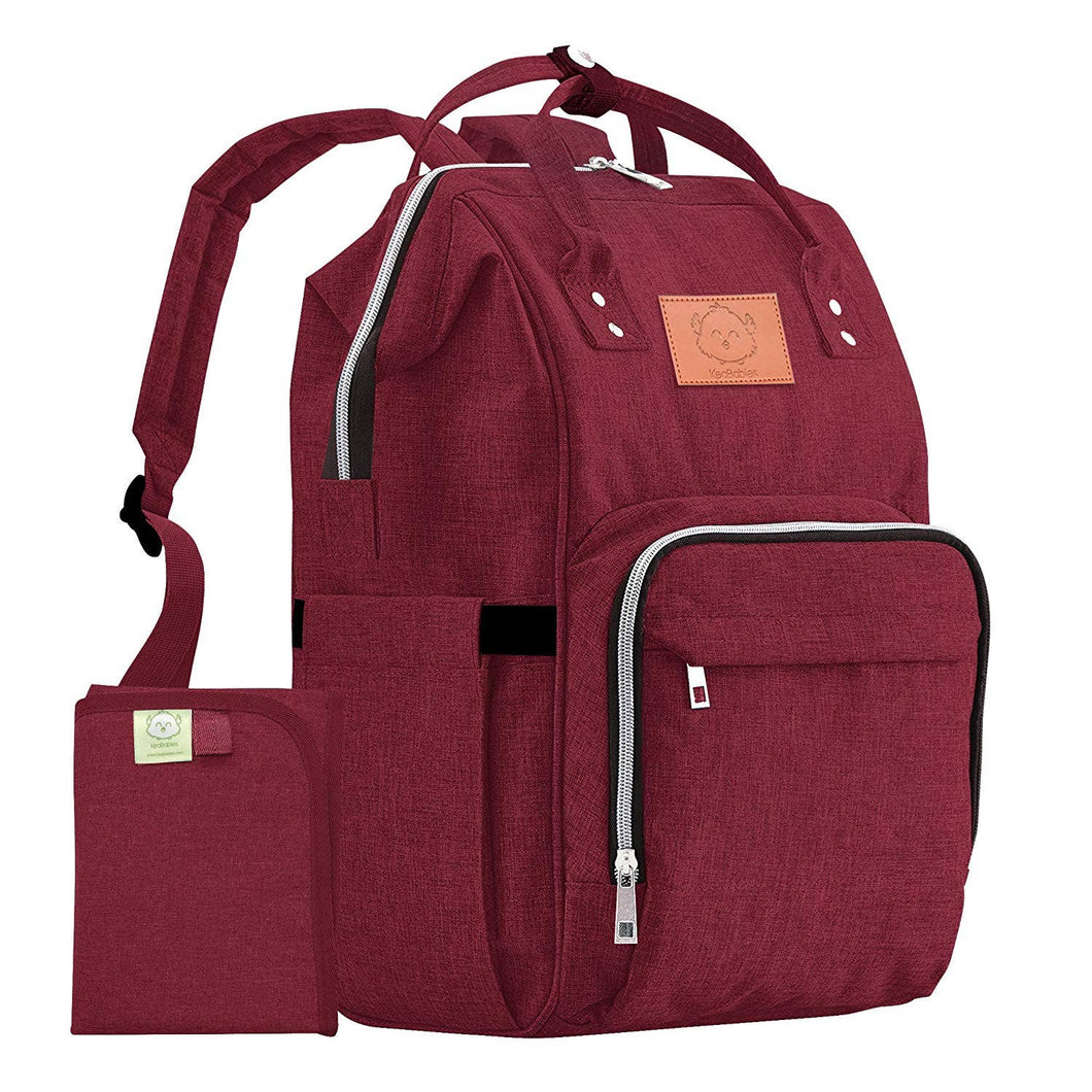 KeaBabies Original Diaper Backpack - Wine Red