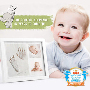 Keababies Baby Handprint & Footprint Keepsake Solo Frame - Alpine White