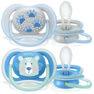 Avent 2-Pack Boys Ultra Air Pacifiers (6-18M | Paw prints/Bear)