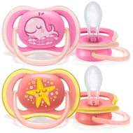 Avent 2-Pack Girls Ultra Air Pacifiers (6-18M | Whale/Starfish)