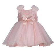 Bonnie Jean Vestido infantil rosa com babados ombro a ombro