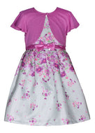 Bonnie Jean Toddler Girl Floral Green Dress with Lilac Cardigan
