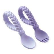 Itzy Ritzy - Sweetie Spoons™ - conjunto de garfo + colher de silicone para bebês - roxo