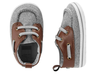 Carter's Baby Boys Grey Brown Boat Crib Shoes