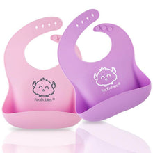 Load image into Gallery viewer, Keababies 2-pack Silicone Bibs - Cotton Candy

