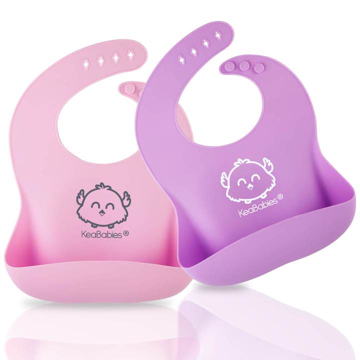 Keababies 2-pack Silicone Bibs - Cotton Candy