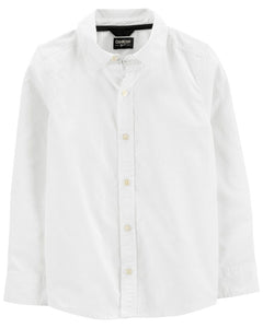 Camisa branca de manga comprida masculina OshKosh Kid Boy