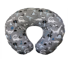 Load image into Gallery viewer, Boppy Feeding and Infant Support Pillow - Gray Dinosaurs
